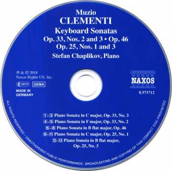 CD Muzio Clementi: Keyboard Sonatas, Op. 33, No.2 & 3 319538