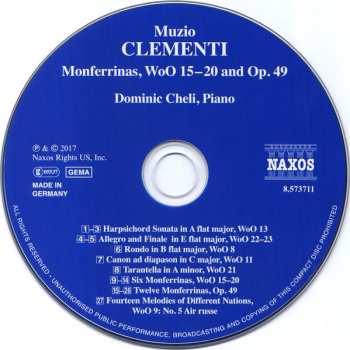 CD Muzio Clementi: Monferrinas, WoO 15-20 And Op. 49 340712