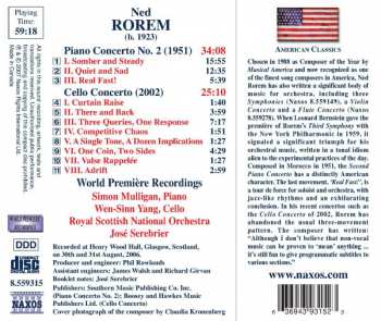 CD Ned Rorem: Piano Concerto No. 2, Cello Concerto 376038