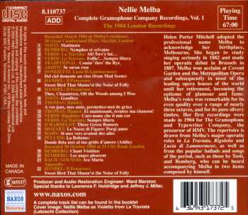 CD Nellie Melba: Complete Gramophone Company Recordings, Vol. 1 - The 1904 London Recordings 288579