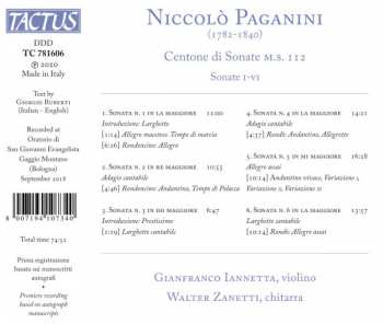 CD Niccolò Paganini: Centone Di Sonate: Sonate I-VI 440820