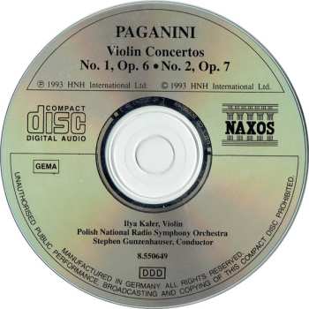 CD Niccolò Paganini: Violin Concertos No. 1, Op. 6 ∙ No. 2, Op. 7 444673