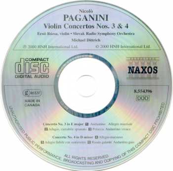 CD Niccolò Paganini: Violin Concertos Nos. 3 & 4 329588