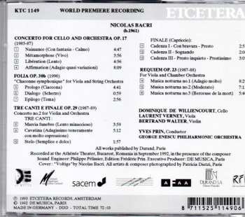 CD Nicolas Bacri: Cello Concerto ∙ Folia ∙ Requiem ∙ Tre Canti E Finale 478403