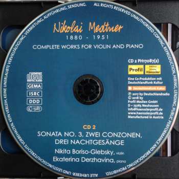 2CD Nikolai Medtner: Complete Works For Violin And Piano 291061
