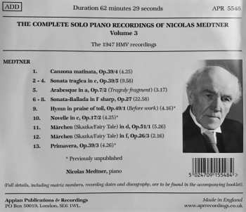 CD Nikolai Medtner: The Complete Solo Piano Recordings Of Nicolas Medtner, Volume 3 365823