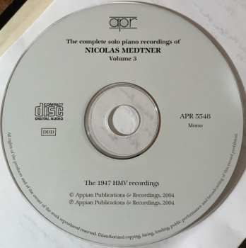 CD Nikolai Medtner: The Complete Solo Piano Recordings Of Nicolas Medtner, Volume 3 365823