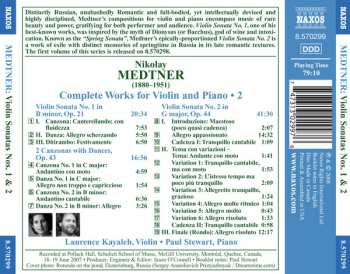 CD Nikolai Medtner: Violin Sonatas Nos. 1 And 2 - 2 Canzonas With Dances 320698