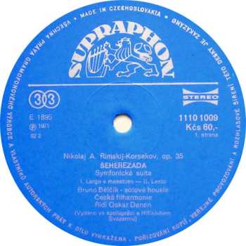 LP The Czech Philharmonic Orchestra: Šeherezáda. Symfonická Suita Op. 35