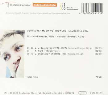 CD Nils Mönkemeyer: Works For Viola and Piano By Beethoven, Pärt And Shostakovich 156397