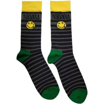 Merch Nirvana: Nirvana Unisex Ankle Socks: Yellow Happy Face Pattern (uk Size 6 - 11) UK Size 6 - 11
