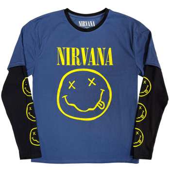 Merch Nirvana: Layered Long Sleeve Tričko Yellow Happy Face