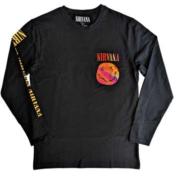 Merch Nirvana: Nirvana Unisex Long Sleeve T-shirt: Gradient Happy Face (back & Sleeve Print) (large) L