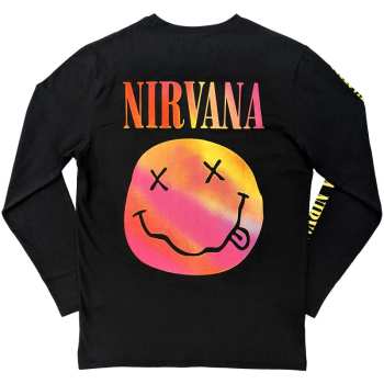 Merch Nirvana: Nirvana Unisex Long Sleeve T-shirt: Gradient Happy Face (back & Sleeve Print) (small) S