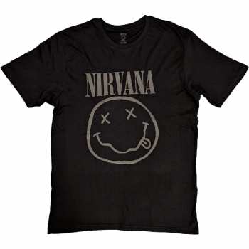 Merch Nirvana: Nirvana Unisex T-shirt: Black Smiley (hi-build) (large) L