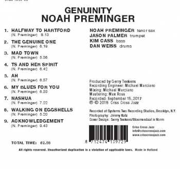 CD Noah Preminger: Genuinity 426625