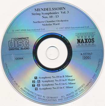 CD Northern Chamber Orchestra: Mendelssohn String Symphonies Vol. 3 Nos. 10 - 13 320259