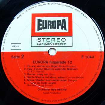 LP Orchester Udo Reichel: Europa Hitparade 12 50178