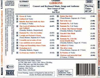 CD Orlando Gibbons: Consort And Keyboard Music - Songs And Anthems 256755