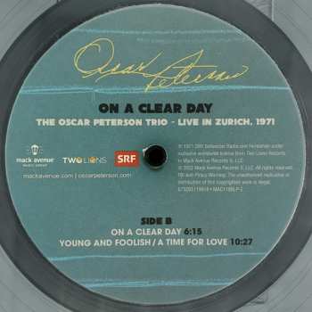 2LP Oscar Peterson: On A Clear Day: The Oscar Peterson Trio - Live In Zurich, 1971 LTD | NUM | CLR 394075