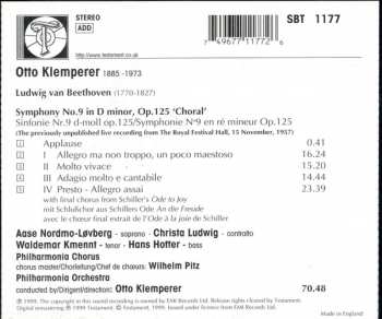 CD Otto Klemperer: Symphony No.9 'Choral' (The Previously Unpublished Live Recording From The Royal Festival Hall, 15.11.57) 351895