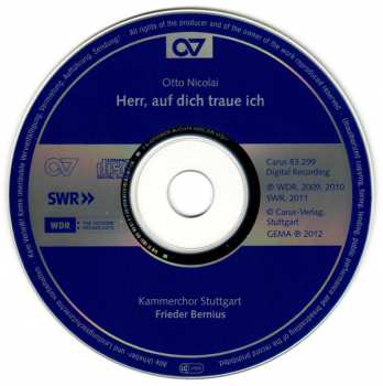 CD Otto Nicolai: Herr, Auf Dich Traue Ich (Psalmen) 158017