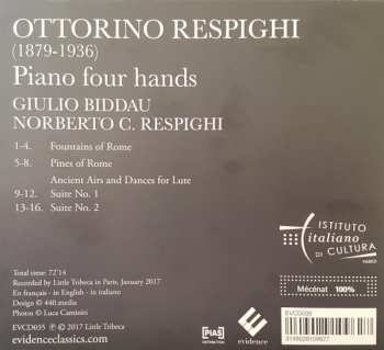 CD Ottorino Respighi: Piano Four Hands - Fountains Of Rome - Pines Of Rome - Ancient Airs And Dances 336123