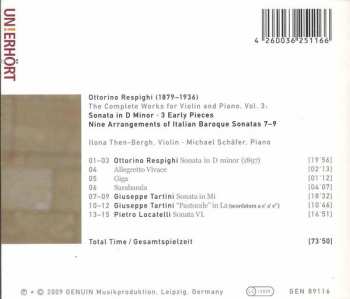 CD Ottorino Respighi: The Complete Works For Violin And Piano Vol. 3: Sonata In D Minor - Italian Baroque Violin Sonatas 7-9 189145