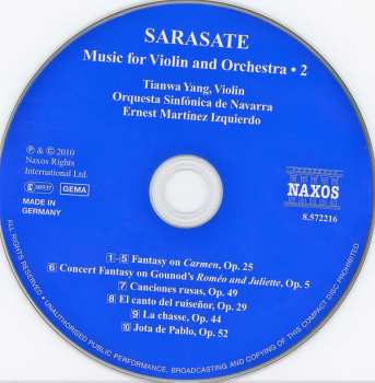 CD Pablo De Sarasate: Music For Violin And Orchestra • 2 294526