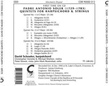 CD Padre Antonio Soler: The Quintets For Harpsichord & String Quartet Nos. 1, 2 & 3 488375