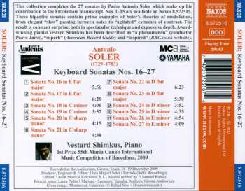 CD Padre Antonio Soler: Keyboard Sonatas Nos. 16-27 116952