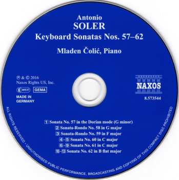 CD Padre Antonio Soler: Keyboard Sonatas Nos. 57–62 468864