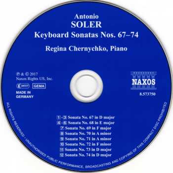 CD Padre Antonio Soler: Keyboards Sonatas No. 67-74 322989