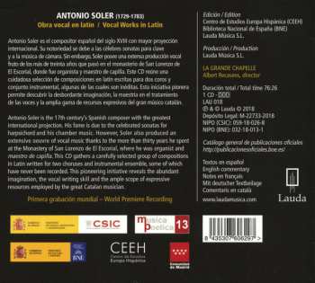 CD Padre Antonio Soler: Obra Vocal En Latin 93958