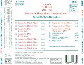 CD Padre Antonio Soler: Sonatas For Harpsichord (Complete) Vol. 2 331523