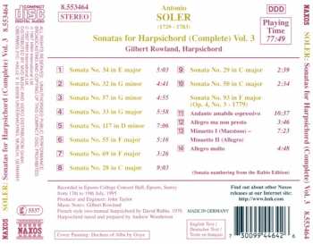 CD Padre Antonio Soler: Sonatas For Harpsichord (Complete) Vol. 3 259230