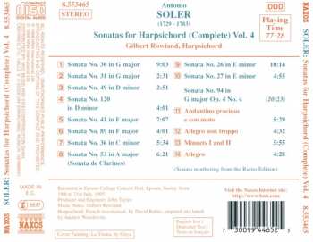 CD Padre Antonio Soler: Sonatas For Harpsichord (Complete) Vol. 4 247266
