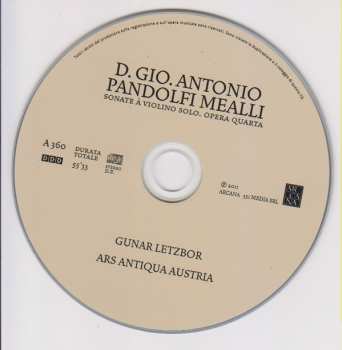 CD Giovanni Antonio Pandolfi Mealli: Sonate À Violino Solo Opera Quarta 398986