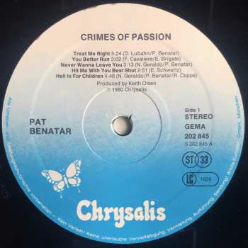 LP Pat Benatar: Crimes Of Passion 516990