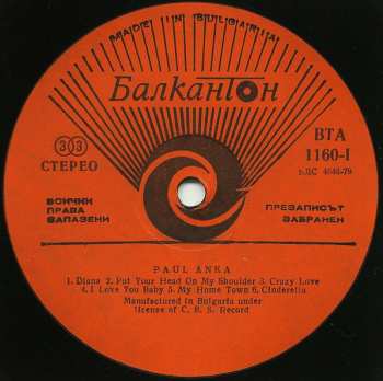 LP Paul Anka: The Original Hits Of Paul Anka 180217