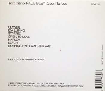 CD Paul Bley: Open, To Love 188755