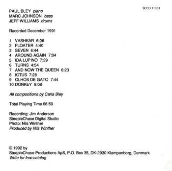 CD Paul Bley: Paul Bley Plays Carla Bley 455491