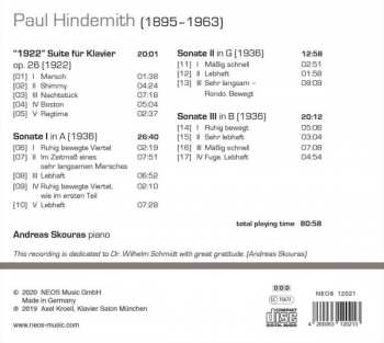 CD Paul Hindemith: "1922" Suite For Piano ; Three Piano Sonatas 261822