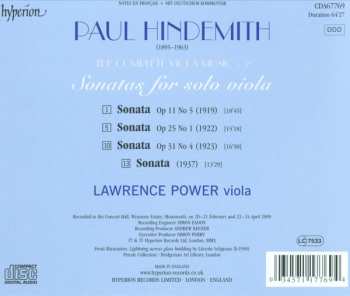CD Paul Hindemith: Sonatas For Solo Viola 356256