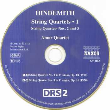CD Paul Hindemith: String Quartets • 1 (String Quartets Nos. 2 And 3) 282986
