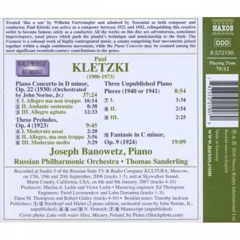 CD Paul Kletzki: Piano Concerto • Three Preludes • Three Piano Pieces • Fantasie 429035