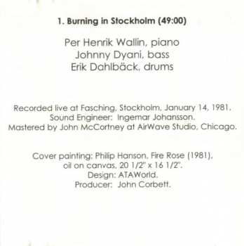 CD Per Henrik Wallin: Burning In Stockholm 249170