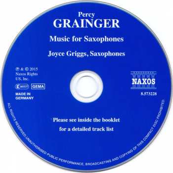 CD Percy Grainger: Music for Saxophones 316048