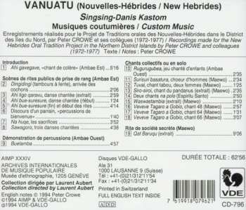 CD Peter Crowe: Vanuatu (Nouvelles Hébrides = New Hebrides): Singsing-Danis Kastom  (Musiques Coutumières = Custom Music) 291406