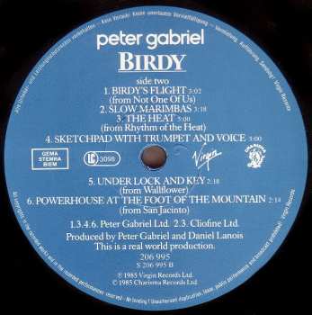 LP Peter Gabriel: Birdy (Music From The Film By Peter Gabriel)